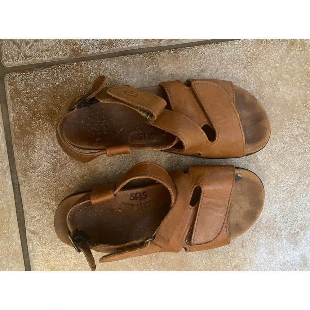 SAS  Women's Brown Tripad Comfort Sandals Size 6 Open Toe Comfort Strappy - Picture 6 of 10